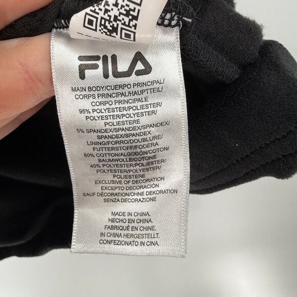 Fila Hoodie Women Black Logo Embroidered Sweatshirt Pullover 1/4 Zip Up Size XL - Picture 5 of 11